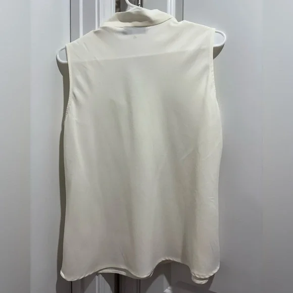 Kasper Cream Tie-Neck Sleeveless Blouse - Picture 4 of 5